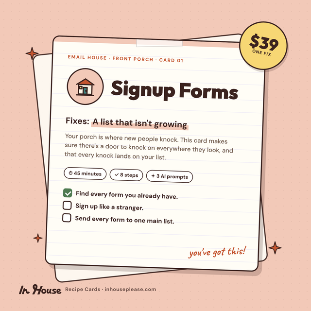 Signup Forms Recipe Card