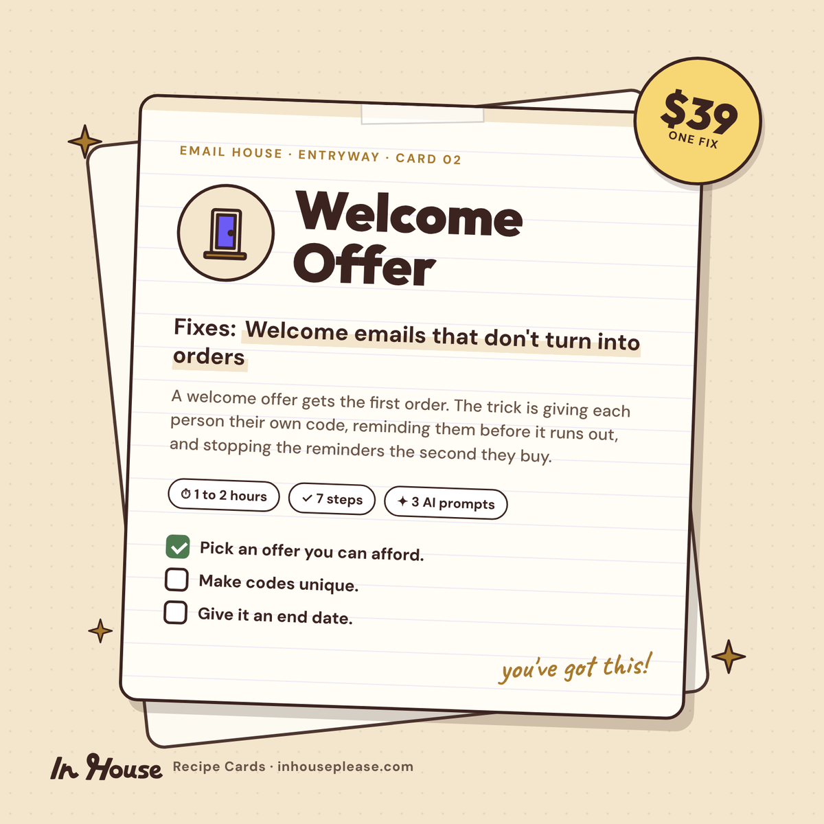 Welcome Offer Recipe Card