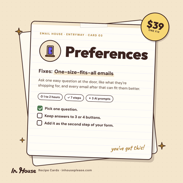 Preferences Recipe Card