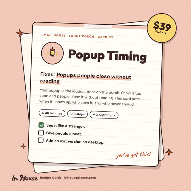 Popup Timing Recipe Card
